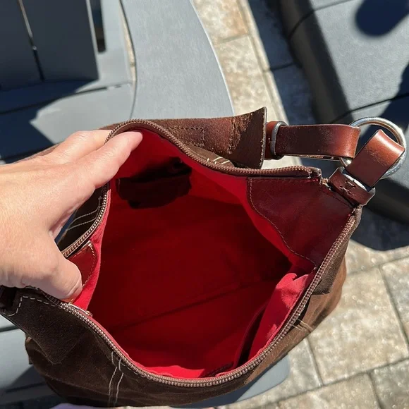 Dooney and Burke suede brown hand bag - Picture 3 of 5